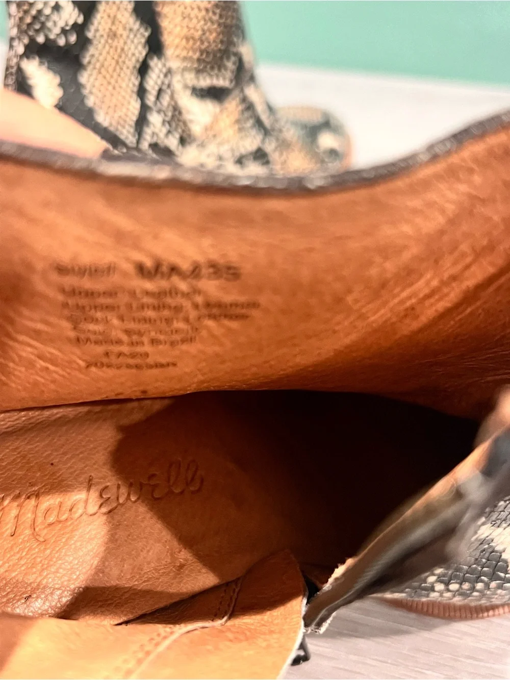 Madewell Snake Print Leather Ankle Boots Women’s Size 6 - Picture 8 of 10